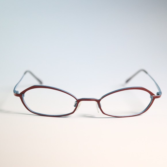 Bevel BRTQ Japan 8536 Pound 49-18 135 eyeglasses red blue slim frame N13 - Picture 8 of 13